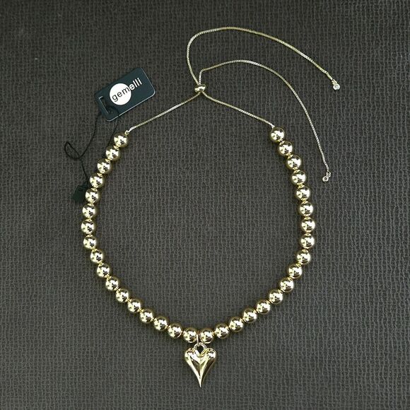 Gemelli Jewelry - Gemelli👭 Gold💛 "Gianna" Happy😃 Heart❤️ Adjustable Necklace - NWT